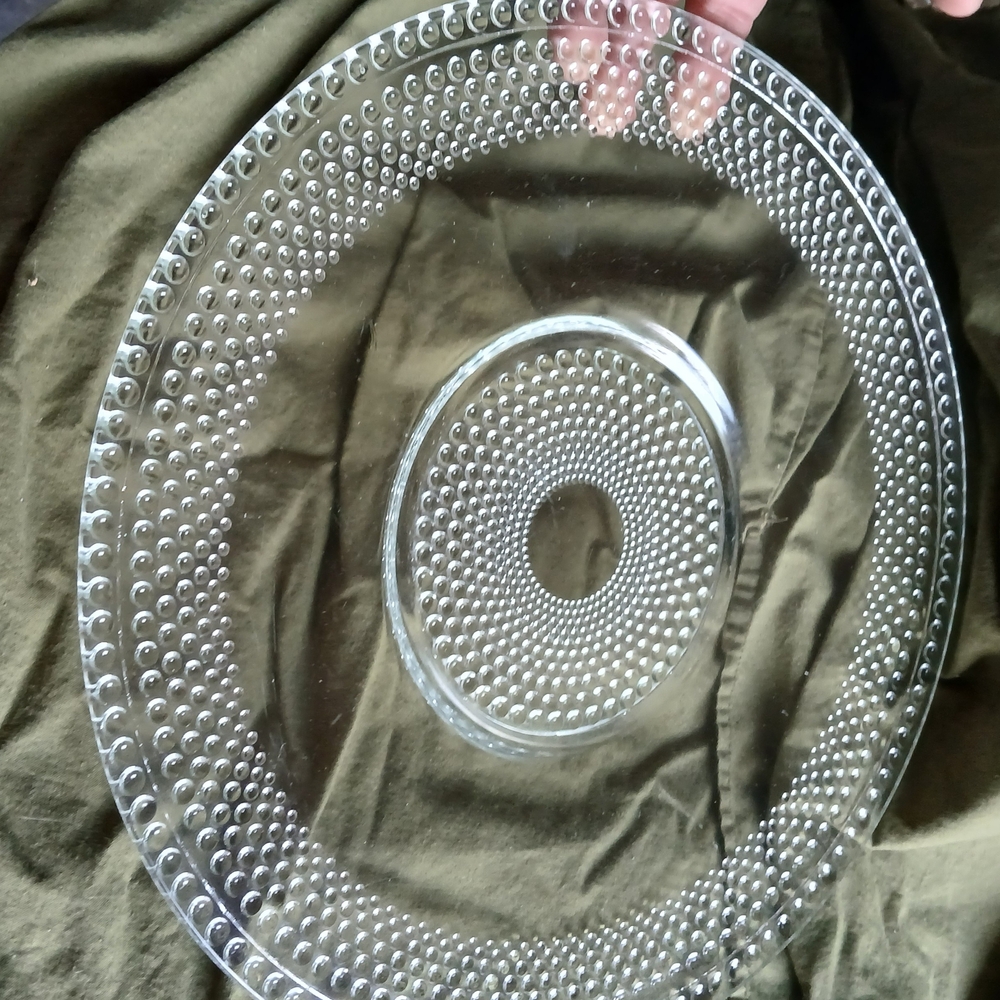 Pressed depression glass platter vintage